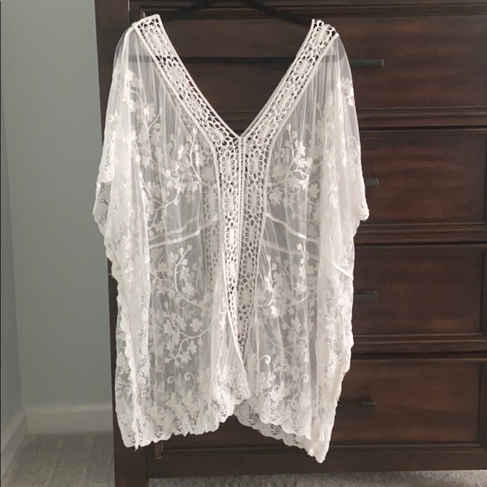 Cupshe White Lace Swim Coverup